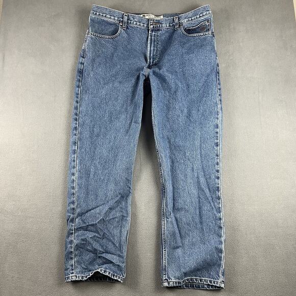 Harley Davidson Pants Mens 40X30 Blue Denim Relaxed Straight Fit Workwear Jeans - Picture 1 of 13